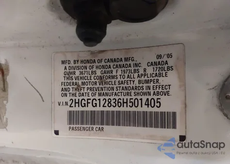 2006 Honda Civic Ex из США, поврежденный, VIN 2HGFG12836H501405